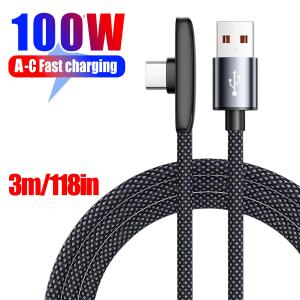 90 Degree USB-Type C / Type C-Type C Cable 100W Quick Charging Data Cord Transfer Cable Portable Right Angle Dual TypeC Wire for iPhone Samsung Xiaomi Huawei