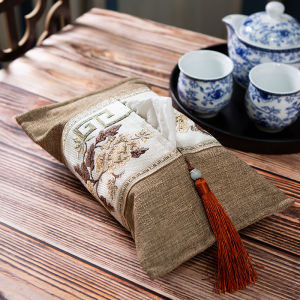 New Chinese Style Cotton Linen Fabric Tissue Box Cover for Living Room Sofa Car Use Storage Organizer Handmade Craft