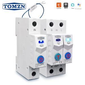 Cầu Dao Thông Minh TUYA Din Rail 1-63A 1P 2P Tích Hợp Đồng Hồ Đo Năng Lượng WIFI Bảo Vệ Quá Áp Quá Dòng Rò Rỉ Điện Và Nhiệt Độ