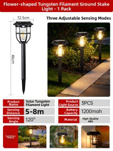 JUCHUENG | Solar Outdoor Garden Lamp Waterproof Human Motion Sensor