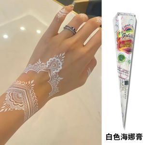 White Henna Hand-Painted Body Tattoo Cream GOLECHA Plant-Based Body Art Paint Natural Temporary Tattoo Ink