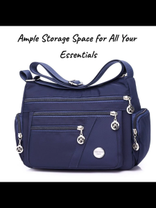 CATHERINE BAGS#702 Korrean multple pocket nylon crossbody bag for Women featuring several zippered compartments