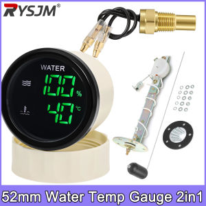 RYSJM | 52mm 2in1 Multifunctional Gauge Water Level + Water Temperature Meter Water Level Sensor 0-190ohm + Water Temp Sensor 10mm