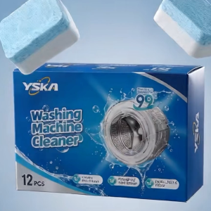 YSKA Washing Machine Cleaner Tablets 12pcs | Deep Cleaning Descaler Effervescent Tablet | 99% Sterilization Anti-Bacteria Deodorizer for Front & Top Load Washer