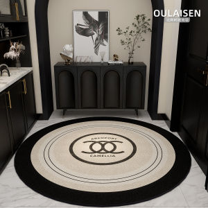 พื้นรองประตูหน้าบ้านแบบทรงกลม พื้นรูปวงกลมสำหรับห้องนั่งเล่น ที่รองเท้ากันลื่น ผ้าฝ้ายผสม เบาะรองเท้ากันลื่น