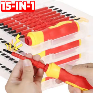 15 In 1 Insulated Screwdriver Set Magnetic Screw Driver Double Head Bit CRV Slotted Phillips Torx Triangle Electrical Car Repair Tools Kit