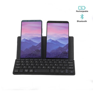 JOMAA | Mini Foldable Bluetooth Keyboard for Samsung iPadPortable Ultra-Slim Travel Keyboard with Leather Cover for Windows iOS Mac