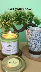 Scent 101 / GREEN TEA / Soy Wax Scented Candle  / Light and Mild Scent / 200grams