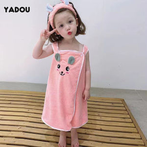 YADOU ผ้าขนหนูอาบน้ำสำหรับเด็ก พร้อมสายรัดผม ผ้าขนหนูอาบน้ำเด็กใส่ได้  ผ้าขนหนู อาบน้ำ ผ้าเช็ดตัวผ้าขนหนูอาบน้ำแบบผ้านุ่มและไม่หลุดร่วงขน