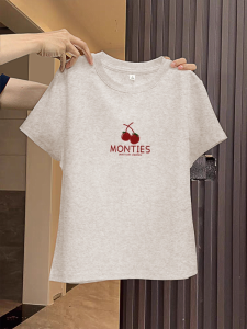 Gray Pure Cotton Short Sleeve T-Shirt Womens Summer 2025 New Design Sensation Small Audience Unique And Exquisite Top