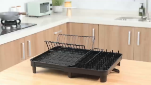 Kitchen Dish Rack Sink Drain Rack Kitchen Utensil Rack Adjustable Stainless Steel Drain Rack Black With Cup Holder