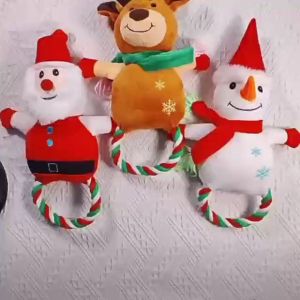 ถูก ของเล่นสุนัข ตุ๊กตาบีบๆนุ่มนิ่มมีเสียง ทนต่อแรงกัด กัดสะใจทั้งวัน สไตล์คริสต์มาส