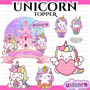 🎉LUCSMART prinstNcrafts Unicorn Themed Birthday Topper  🎉  Material & Quality: LUCSMARTS printsNcrafts presents the UNICORN themed Happy Birthday Topper. Printed on 200GSM glossy photo paper ensuring a high-quality print.