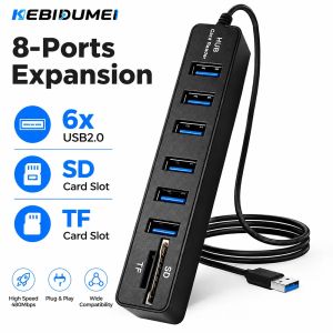 Kebidumei | KEBIDUMEI USB Hub 8 Ports SD TF Card Reader USB 2.0 Hub USB Splitter Multiple Extender for PC Laptop Macbook Mouse Keyboard