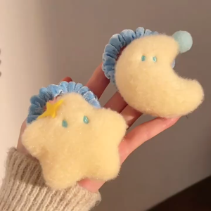 Jepit Rambut Boneka Pom Pom Bintang Bulan Aksesories Rambut Bulu Lembut Hair Clip Gaya Korea Lucu