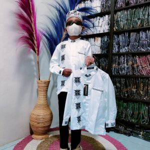 Baju koko anak junior bordir motif pintu Aceh