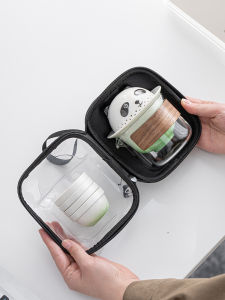 Panda Travel Tea Set Suit Portable One Pot Four Cups Outdoor Camping Tea Making Kung Fu Tea Drinking Ceramic Quick Cup