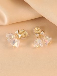 Sweet Butterfly Knot Earrings Fashionable Bell-Shaped Clip-Ons for Girls No Piercing Required Korean Style Alloy Jewelry