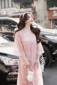 Siêu phẩm áo dài cách tân ren cao cấp đẹp mềm mại nhẹ nhàng hoa thêu cao cấp sang chảnh anht thật 100%