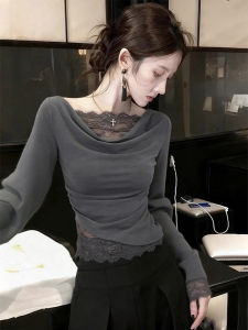 Lace Trimmed French Design Fashion T-Shirt