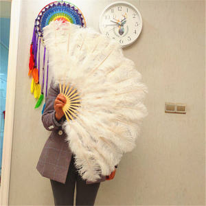 Quạt Lông Cừu Ostrich Trắng Kiểu Âu Châu Biểu Diễn Khiêu Vũ Bụng Quạt Lông Vũ Quạt Lông Vũ Ostrich Lớn Toàn Bộ Bằng Vải