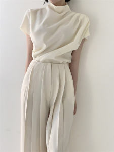 ชุดกางเกงลำลองสำหรับผู้หญิงในออฟฟิศ 2 ชิ้น ชุดกางเกงขายาวแบบลำลองสำหรับใส่ไปทำงาน ชุดสองชิ้นสำหรับผู้หญิง