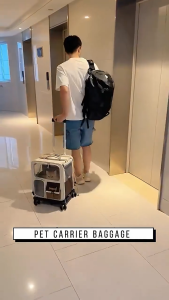 [Ready Stock] 3 in 1 Pet Trolley Bag Cat Backpack with Wheels Breathable Dog Carrier Foldable Pet Stroller Travel Cage