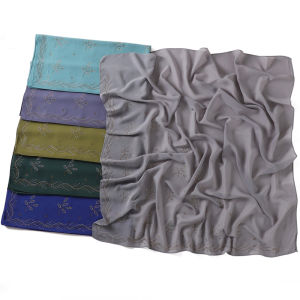 Jifang พลอยเทียมเชกเป็นประกาย90X90ซม. ใบชีฟองผ้าพันคอสี่เหลี่ยมจัตุรัสพองผ้าพัชมีนามุสลิมฮิญาบ SL266