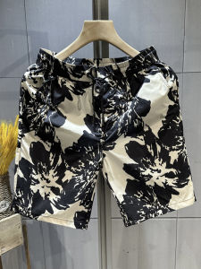 Quần Short Nam Ống Đứng Họa Tiết Hoa Cẩm Lai Màu Đen Mùa Hè 2025 Quần Dài Năm Điểm Nhanh Khô Rộng Rãi Đi Biển