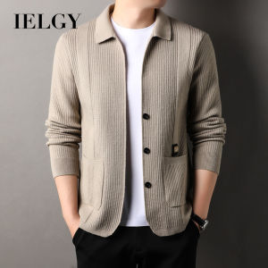 IELGY Knitwear Mens Cardigan Sweater Spring and Autumn Casual Top Solid Color Jacket