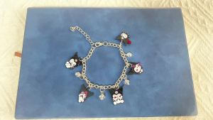 Sanrio | Kuromi Multi-Charm Bracelet Zinc Alloy with Fun Enamel Pendants & Crystal Beads Adjustable Silver Chain for Sanrio Fans