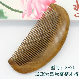 Portable Natural Green Sandalwood Comb 12cm Whole Wood Hair Comb Anti-static Pocket Size Cute Design Fragrant Epiphytic Orchid