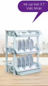 Khay để chén bát 1- 2 -3 tầng nhựa nguyên sinh an toàn có khay hứng nước tiện lợi độ bền cao