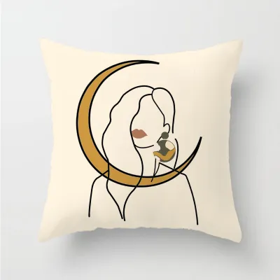 Nordic Style Sofa Pillow Cream Geometric Backrest Cushion Cover Living Room Decorative Square Pillow Case PP Cotton Core