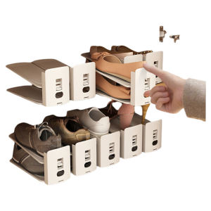 Thickened Adjustable Shoe Rack Organizer Modern Simple Style Plastic Shoe Cabinet Partitioning Shelf Space Saving Shoe Stand