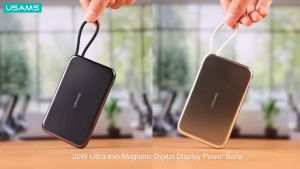 USAMS XJ Series Powerbank Ultra Thin Magnetic Digital DIsplay 5000mAh 20W With Kabel Type C