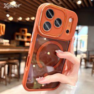 Luxury Magnetic Metal Lens Bumper Protection Case For iPhone 17 Pro Max 16 15 14 13 12 16 Wireless Charging Hard Clear Cover