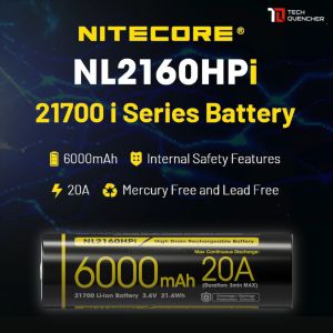Nitecore NL2160HPi 6000mAh Battery - 20A - 21700 i Series High Drain - For i-Series Supported Device
