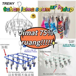 Stainless Steel Round Drying Rack Sock Clip Sock Hanger Cloth Hanger 20 Clips Socks Rack Solid Clothes Peg Socks Double Layer Round Dry Clothes Hanger