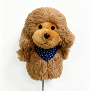 Tianwell Golf Driver Headcover White/Brown Teddy Design Soft Plush Material Animal Golf Club Headcover