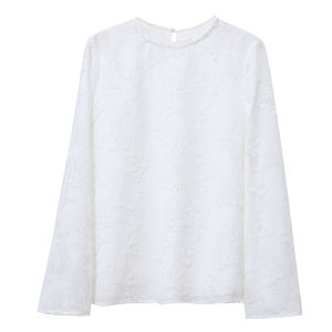 AMII | Round Collar Ribbon Embroidered Organza Top