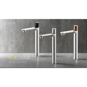 Rubine Bologna BO 3121LX CH Tall Basin Mixer Tap (Rose Gold/Chrome/Black)