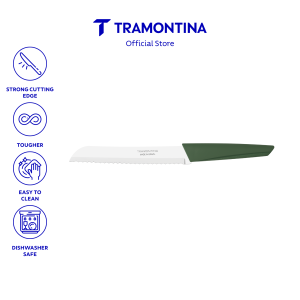 Tramontina LYF 7" Bread Knife with Stainless-Steel Blade and Nature Green PCR Polypropylene Handle