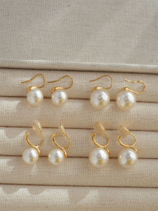 Elegant Pearl High Heel Shoe Ear Cuff No Piercing Mosquito Coil Tray Clasp Fashion Jewelry Womens Alloy Silver Gold Plated