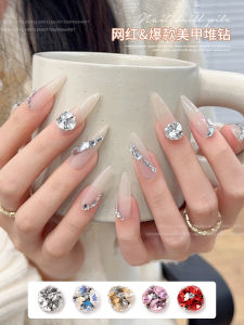 New 2025 Glittering Nail Decoration Champagne White Flat Bottom Diamond Ball Nail Art Accessories Small Parts Finished Product