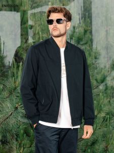 Enjeolon | Mens Baseball Collar Jacket Casual Pilot Coat