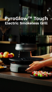KITH PyroGlow Touch Smokeless BBQ | 99.9% Smokeless | Patented 360° Auto-Rotate Grill Pan | SBG-TC-BG2