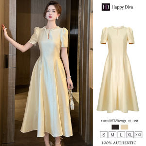 Happy Diva ชุดราตรีทรงเพรียว ✨ลดพิเศษพรอม! คอกลมเซ็กซี่ ใส่ได้ทั้งงานเลี้ยง-วันเกิด 80219