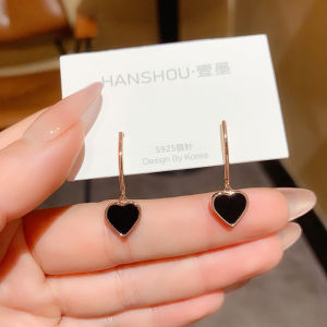 2025 New Simple Small Elegant Heart Shaped Pendant Earrings Women High Grade Silver Needle Daily Ear Jewelry Versatile Fashion