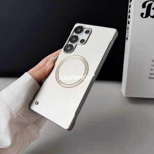 เคสไร้กรอบสีเมทัลลิกสุดหรูบางพิเศษสำหรับ Samsung Galaxy S25 S24 S22 S23เปลือกแข็งอัลตร้าพลัส S24 FE แม่เหล็กป้องกันการเคสกันลายนิ้วมือ